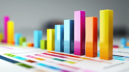 Colorful bar graph representing statistical data in a modern, minimalistic design for business analysis and presentations.