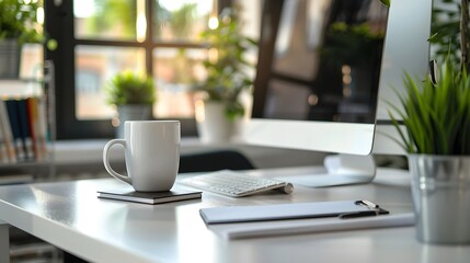 Cozy Home Office with Desk, Laptop, and Personal Touches Inviting Workspace for Maximum Comfort and Productivity