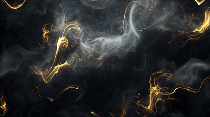 Abstract silver and gold smoke on black background. cloud, a soft Smoke cloudy wave texture background.