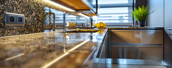 Fototapeta premium Reflective Kitchen Countertop - 3D Illustration