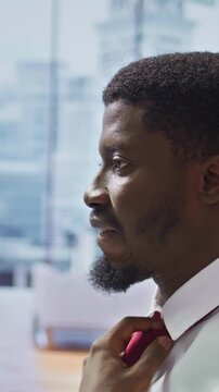 Vertical Video Nervous timid candidate feeling anxious during a job interview with the recruitment team, being very uncomfortable and insecure about getting the job offer. Shy job seeker. Close up