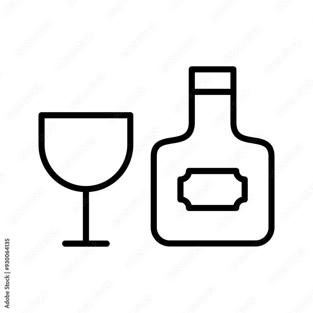 Poster Wine Bottle and Glass Vector Icon