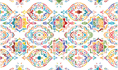 Abstract Ikat seamless pattern, perfect for ethnic-themed backgrounds, curtains, carpets, wallpapers, clothing, and decorations. Ideal for wrapping paper, batik,greeting cards, printing,creative uses.