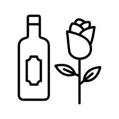 Wine and Roses Vector Icon