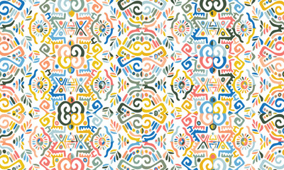 Abstract Ikat seamless pattern, perfect for ethnic-themed backgrounds, curtains, carpets, wallpapers, clothing, and decorations. Ideal for wrapping paper, batik,greeting cards, printing,creative uses.