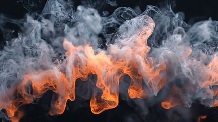 Fototapeta premium 3d smoke animation on a dark background, in the style of liquid emulsion printing, light orange and white, baroque energy, free-flowing lines, high quality photo, nature-inspired abstractions,