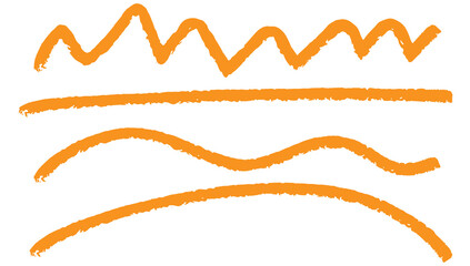 Abstract orange brush stroke line doodle cut out design elements