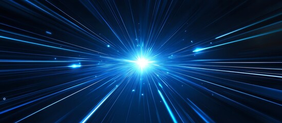 Naklejka premium Abstract Blue Lines Radiating from Center - Digital Art, Futuristic Design, Speed and Movement
