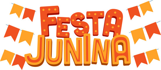 Festa junina banner. Poster with party flags.