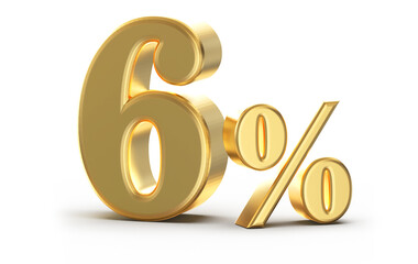 6 percent off sale gold number 3d render