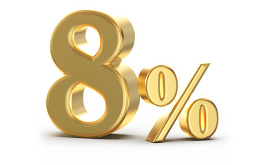 8 percent off sale gold number 3d render