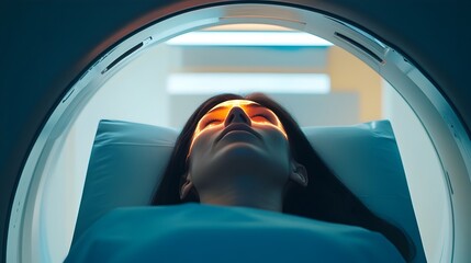 Patient Undergoing Combined PET CT Scan in Medical Facility