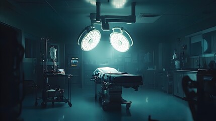 Precision Medical Procedure in Dimly Lit Operating Room for Critical Patient Care