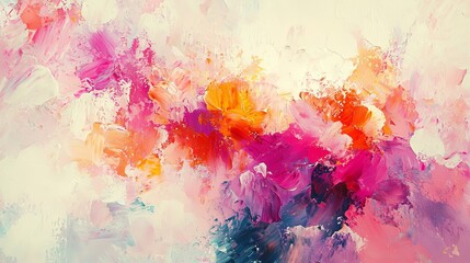 Fototapeta premium Vibrant Abstract Floral Painting with Bold Colors and Textured Brushstrokes