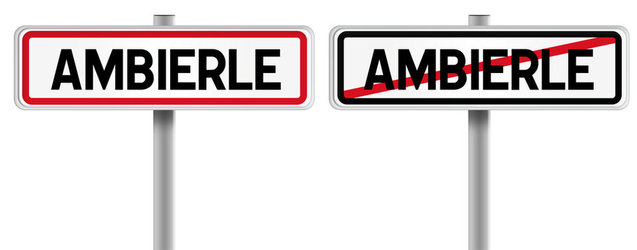 Panneau de AMBIERLE &agrave; l'Entr&eacute;e et &agrave; la Sortie - Fond Transparent ou Blanc Disponible