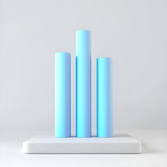 Fototapeta premium A 3D bar chart with glowing blue bars, symbolizing financial growth, 3D illustration, isolated on white background