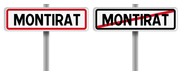 Panneau de MONTIRAT à l'Entrée et à la Sortie - Fond Transparent ou Blanc Disponible