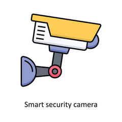 Smart security camera  vector filled outline Icon Design illustration. Smart Home and Technology Symbol on White background EPS 10 File