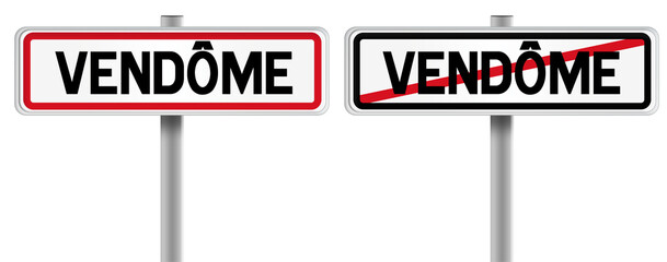 Panneau de VENDÔME à l'Entrée et à la Sortie - Fond Transparent ou Blanc Disponible