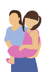 Mom carrying little girl on her left hip. love family daughter bonding care single mom child