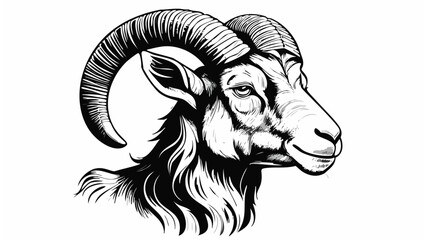 Goat Lamb Head Logo Sketch Style - Animal Face Portrait Mammal
