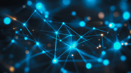 Fototapeta premium Abstract business connection of lines from nodes It is connected to endless nodes and represents the innovation of communication in the network.