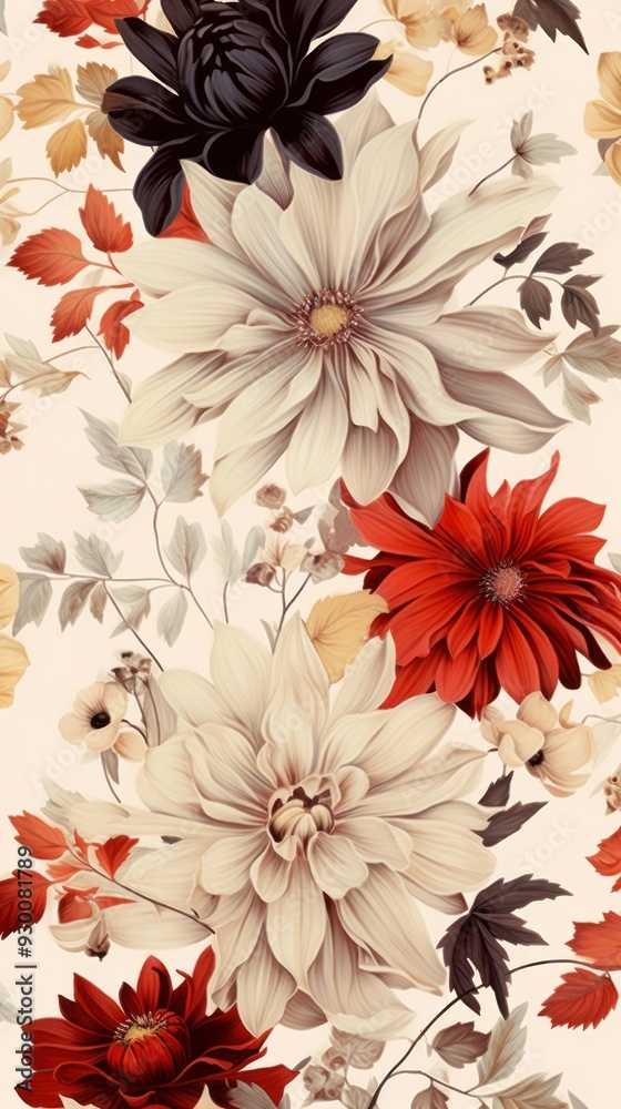 Sticker flower autumn pattern backgrounds dahlia.