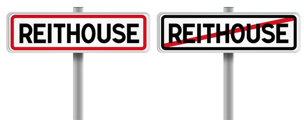 Panneau de REITHOUSE à l'Entrée et à la Sortie - Fond Transparent ou Blanc Disponible