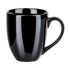Sleek black ceramic cup on a transparent background, PNG format. Ideal for modern kitchen accessories promotions, stylish café menus, or minimalist home décor advertisements.