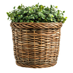 A charming woven basket with lush greenery, perfect for enhancing any indoor or outdoor space with a natural touch.