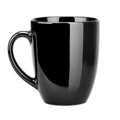 Sleek black ceramic cup on a transparent background, PNG format. Ideal for modern kitchen accessories promotions, stylish café menus, or minimalist home décor advertisements.