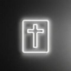 Obraz premium Neon Cross Wall Art. Minimalist Christian Symbol on Dark Background