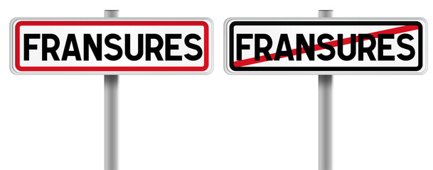 Panneau de FRANSURES à l'Entrée et à la Sortie - Fond Transparent ou Blanc Disponible