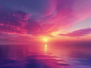Obraz premium Pink Sunset Reflection on Calm Ocean