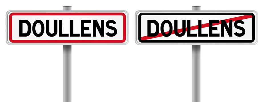 Panneau de DOULLENS &agrave; l'Entr&eacute;e et &agrave; la Sortie - Fond Transparent ou Blanc Disponible