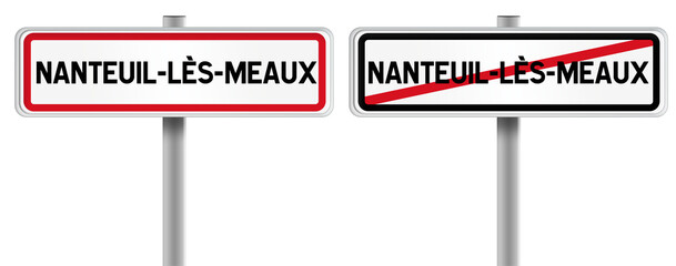 Panneau de NANTEUIL-LÈS-MEAUX à l'Entrée et à la Sortie - Fond Transparent ou Blanc Disponible
