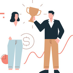 Business successful. Trophy symbol. Winner symbol.