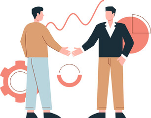 Businessman successful illustration. Partnership template.