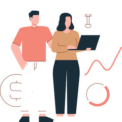 Solution illustration. Partnership template. Cartoon style.