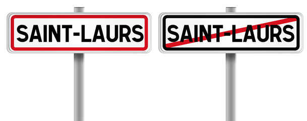 Panneau de SAINT-LAURS à l'Entrée et à la Sortie - Fond Transparent ou Blanc Disponible