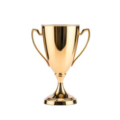 Simple yet elegant golden trophy cup on a transparent background, PNG format. Ideal for use in sports awards, corporate recognitions, and educational achievements.