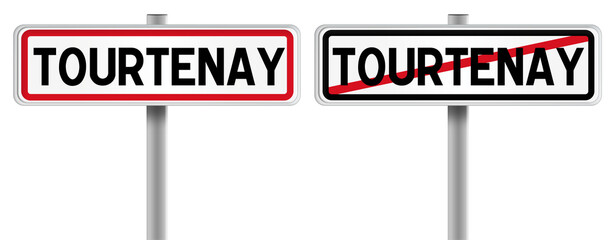 Panneau de TOURTENAY à l'Entrée et à la Sortie - Fond Transparent ou Blanc Disponible 