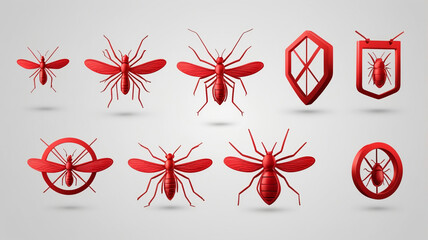 Collection of anti mosquito vector line icons.