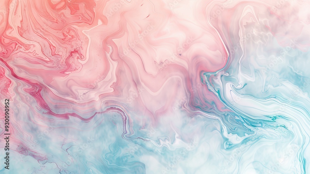 Poster Flowing pastel colors create a soothing marble pattern with soft lines and shapes, evoking a sense of calmness and serenity