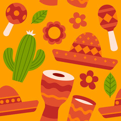 Festa junina pattern. Cartoon style.