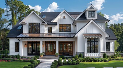 Obraz premium Modern Luxury Home with High Ceilings and Open Floor Plan