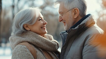 Fototapeta premium Affectionate Senior Couple Spending Quality Time Together in Park