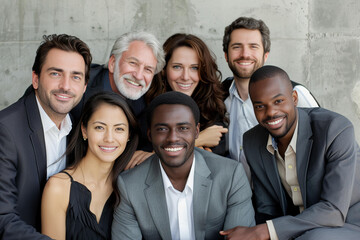 Fototapeta premium Team of diverse business people all together at work in the office.
