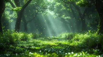 Fototapeta premium Enchanted Forest, Sunlit Path