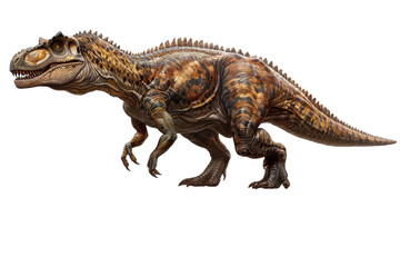 Obraz premium Clear image of Carcharodontosaurus on a white background, showcasing its massive size, detailed texture, and prominent features with clarity